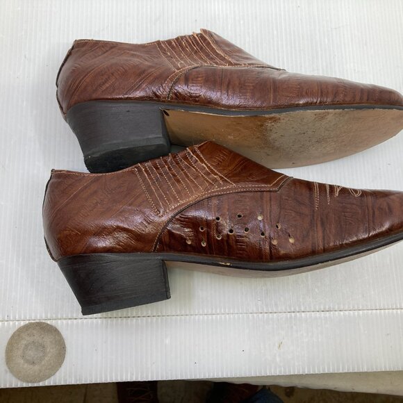 BOVI western cowboy brown  leather handmade womens dance shoes sz 39.5 - Picture 4 of 8